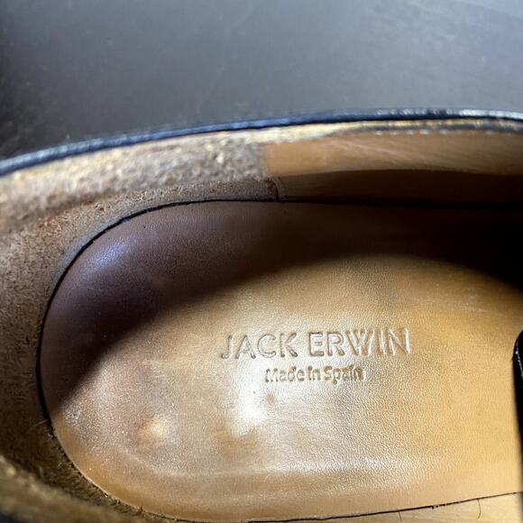 Jack Erwin Leather Oxford Brogues Wingtip Dress Shoes Black 12.5
